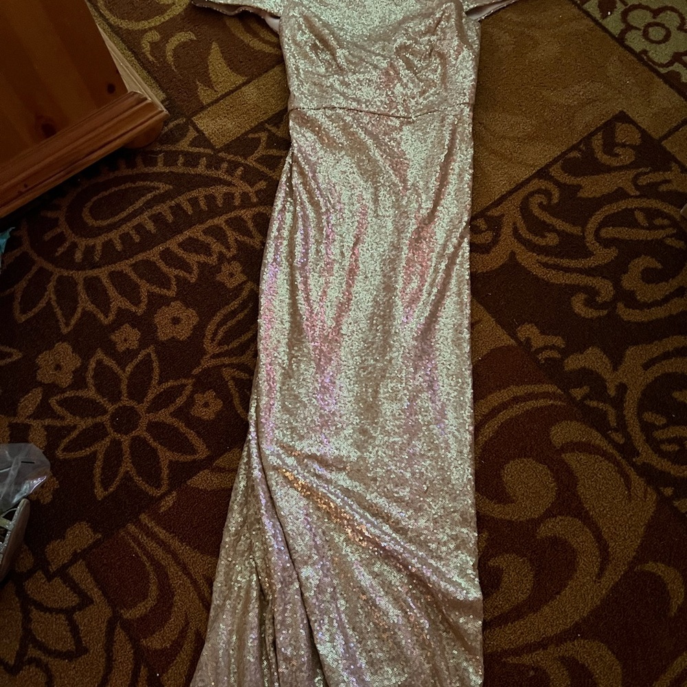 Dessy collection size 12 sequin gold dress